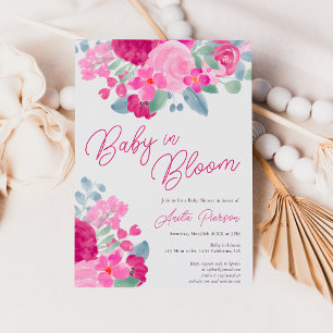 Invitación Flora acuática floral de ciruela rosa negrita duch