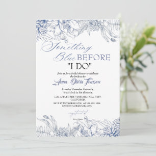 Invitación Flora Algo Azul Antes de Hacer Bridal Shower