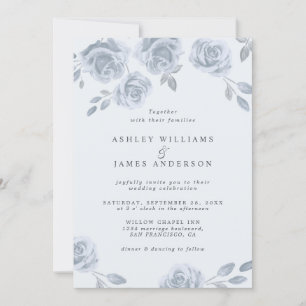 Invitación Flora azul claro acuarela