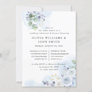 Invitación Flora azul claro acuarela