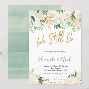 Invitación Flora blanca que aún celebramos el aniversario Bod