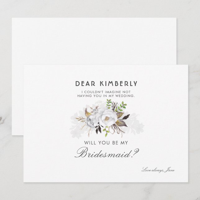 Invitación Flora Blanca Serás Mi Novia (Anverso / Reverso)