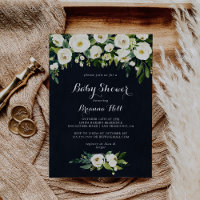 Flora blanca verde azul real Baby Shower