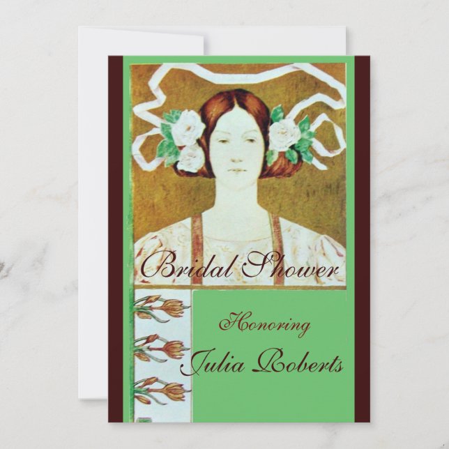 INVITACIÓN FLORA / DAMA CON ROSAS BLANCAS FIESTA DE DUCHA BRI (Anverso)