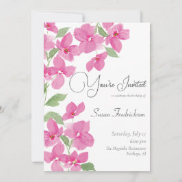 Invitación Flora de acuarela rosa brillante