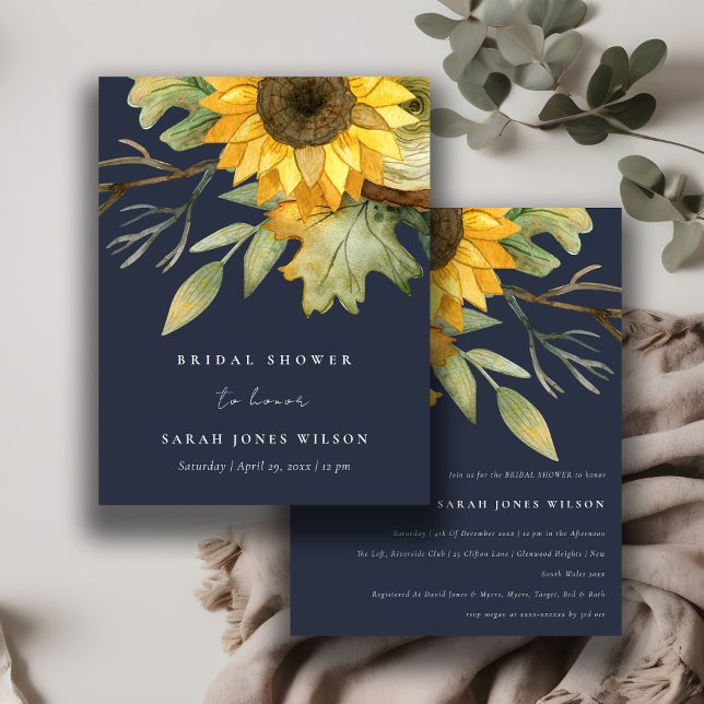 Invitación Flora de agua de girasol marina Floral Bridal Show (Subido por el creador)
