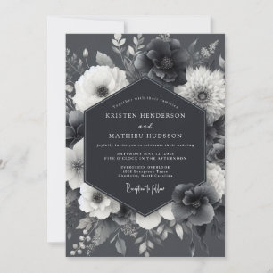 Invitación Flora de Boda Gótica Ceniza