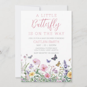 Invitación Flora de mariposa pequeña Baby Shower Floral Water