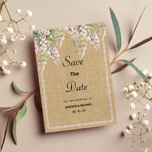 Invitación Flora de menta rosa de marfil rústico botánico Sav