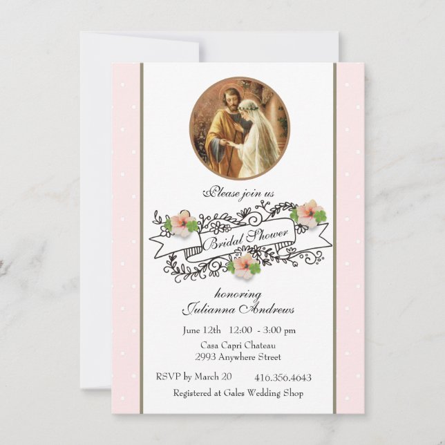Invitación Flora de novia católica (Anverso)