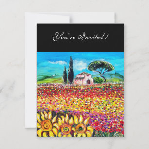 Invitación FLORA EN TOSCANA/ Campos, Amapolas y Girasoles