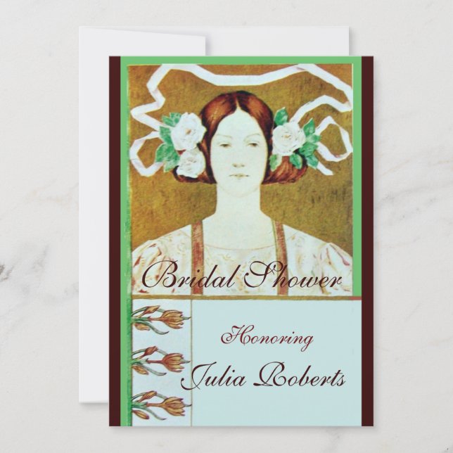 INVITACIÓN FLORA/LADY CON ROSAS BLANCAS FIESTA DE DUCHA BRIDA (Anverso)