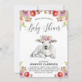Invitación Flora Lamb Baby Shower