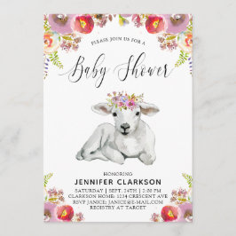 Invitación Flora Lamb Baby Shower