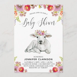 Invitación Flora Lamb Baby Shower
