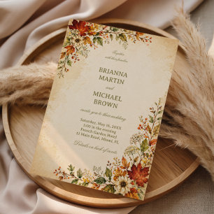 Invitación Flora Otoñal Vintage