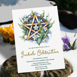 Invitación Flora Pentacle Nieve y Flores Fiesta de imbolc de 