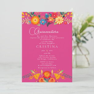 Invitación Flora - Quinceanera de cumpleaños número 15 en esp