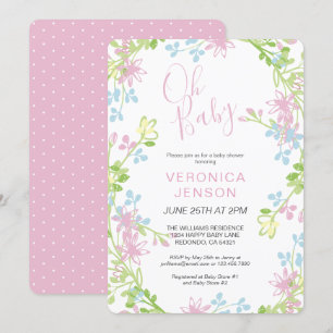 Invitación Flora rosa bonito Oh niña bebé Baby Shower