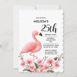 Invitación Flora rosa de orquídeas rosadas Flamingo 25º cumpl