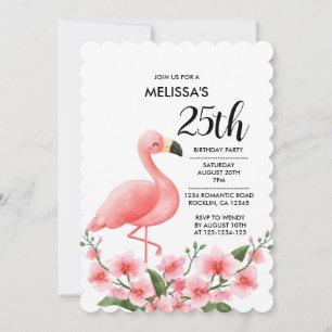 Invitación Flora rosa de orquídeas rosadas Flamingo 25º cumpl