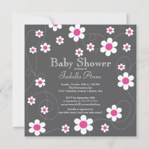 Invitación Flora rosa moderna y divertida Chicas Baby Shower
