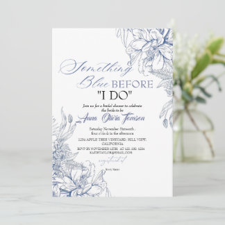 Invitación Flora Something Blue Before I DO Bridal Shower