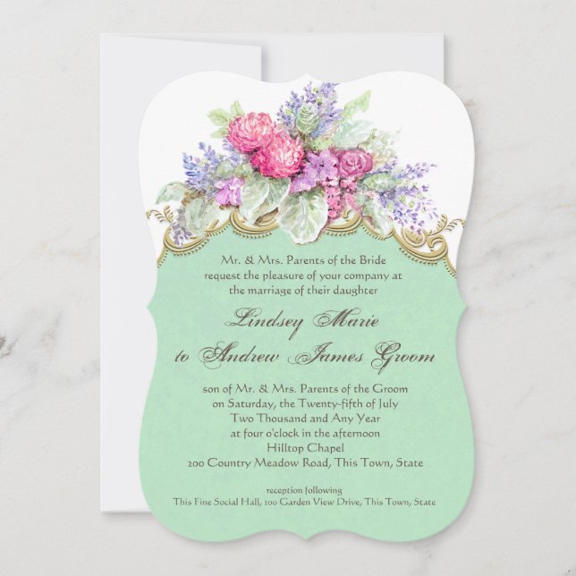 Invitación Flora Watercolor Bouquet Boda (Anverso)