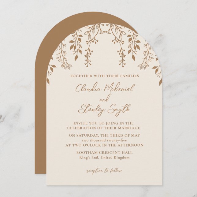 Invitación Floración colgante Foliage cálido Romántico Boho E (Anverso / Reverso)