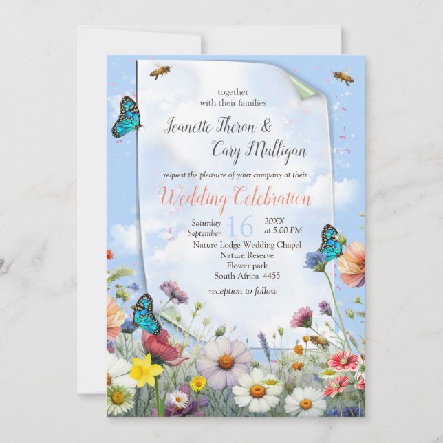 Invitación Floraciones de primavera y verano florecientes (Anverso)