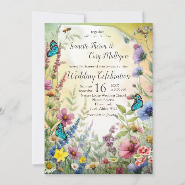 Invitación Floraciones de primavera y verano florecientes (Anverso)