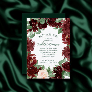 Invitación Floraciones rusas Bebé de Terracota Marsala en B