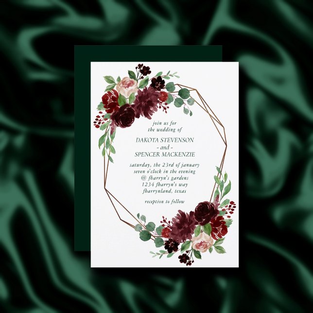 Invitación Floraciones rusas | Terracota y Marsala Red Bouque (Subido por el creador)