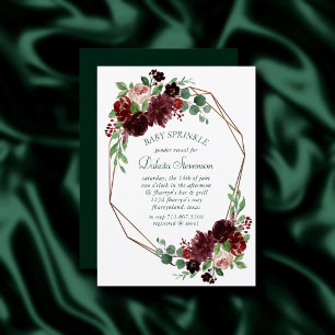 Invitación Floraciones rusas Terracotta Marsala Baby Sprink