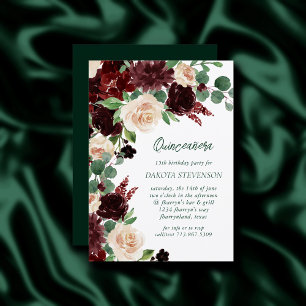 Invitación Floraciones rusas Terracotta Marsala Red Quincea