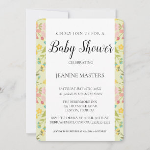 Invitación Floraciones verdes rosas amarillas personalizadas