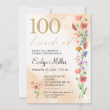 Floral 100th Birthday - Golden Wildflowers Design