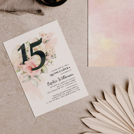 Invitación Floral 15 cumpleaños Quinceanera Eucalyptus hojas