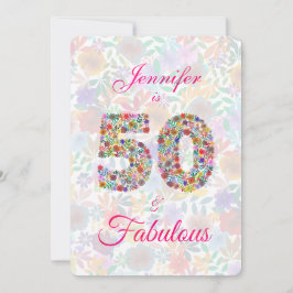 Invitación Floral 50 y fabulosa celebración de cumpleaños núm