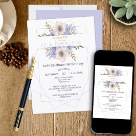 Invitación Floral 50 y fabuloso Rosa Violeta