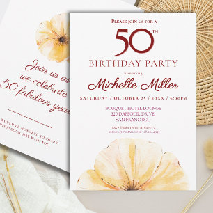 Invitación Floral 50th Birthday - Elegante diseño de florero
