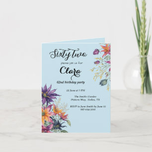 Invitación Floral 62ª fiesta de cumpleaños