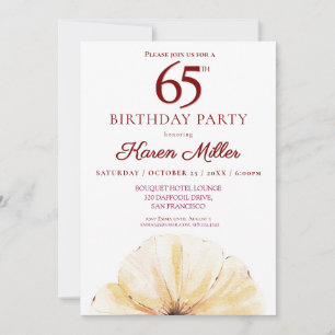 Invitación Floral 65º cumpleaños - Elegante diseño de florero