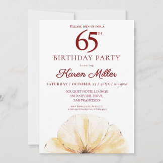 Invitación Floral 65º cumpleaños - Elegante diseño de florero