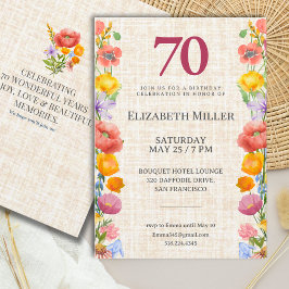 Invitación Floral 70th Birthday - Elegant Garden Party