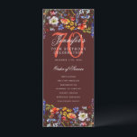 Invitación Floral 70th Birthday Party Program Menú Borgoña<br><div class="desc">Elegante diseño de "Programa de Fiesta de Cumpleaños" con flores silvestres acuáticas y texto personalizado.</div>