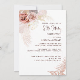 Invitación Floral 80th Birthday Pampas Grass Fiesta