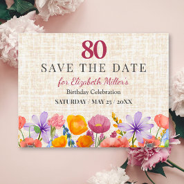 Invitación Floral 80th Birthday Save the Date - Garden Party