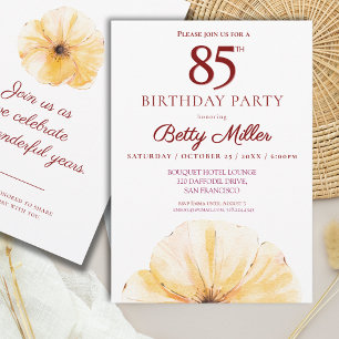 Invitación Floral 85º cumpleaños - Elegante diseño de florero