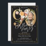 Invitación Floral 90th Birthday Black Gold Boho Personalizado<br><div class="desc">Invitación a la foto del Personalizado Floral 90 cumpleaños Black Gold Boho. Glamorosa y bonito invitación a la fiesta de cumpleaños con un diseño floral vintage con letras doradas y fondo negro! Se vuelve asombroso con un divertido tema floral y glamoroso fiesta. ¿Desea más personalización? Póngase en contacto con el...</div>